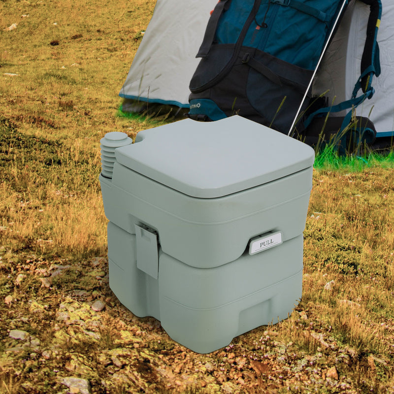 Portable Camping Toilet with Carry Handle for Easy Travel and Outdoor Use Grey