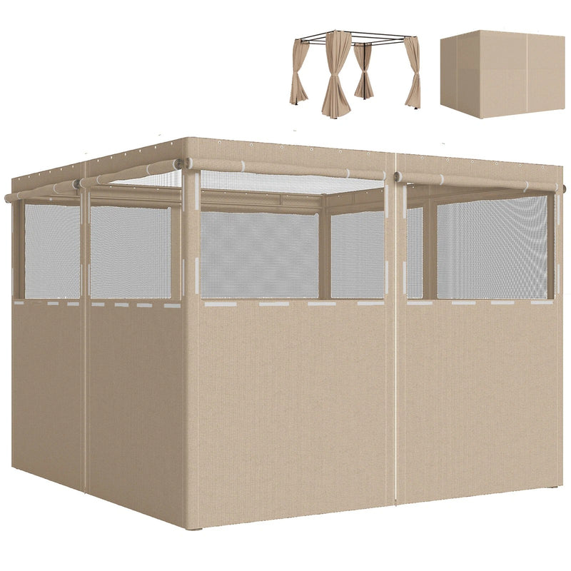 Gazebo Side Panels for 3 x 3 m Frame with Mesh Windows for Privacy and Shade Outsunny