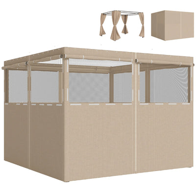 Gazebo Side Panels for 3 x 3 m Frame with Mesh Windows for Privacy and Shade Outsunny