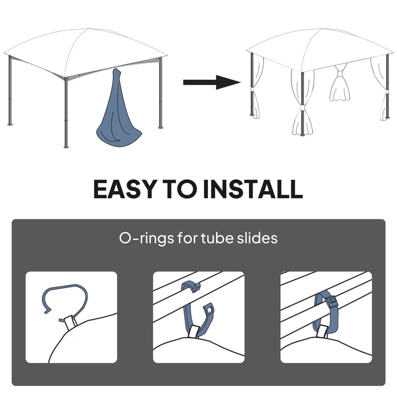 Gazebo Side Panels for 3 x 3 m Frame with Mesh Windows for Privacy and Shade Outsunny