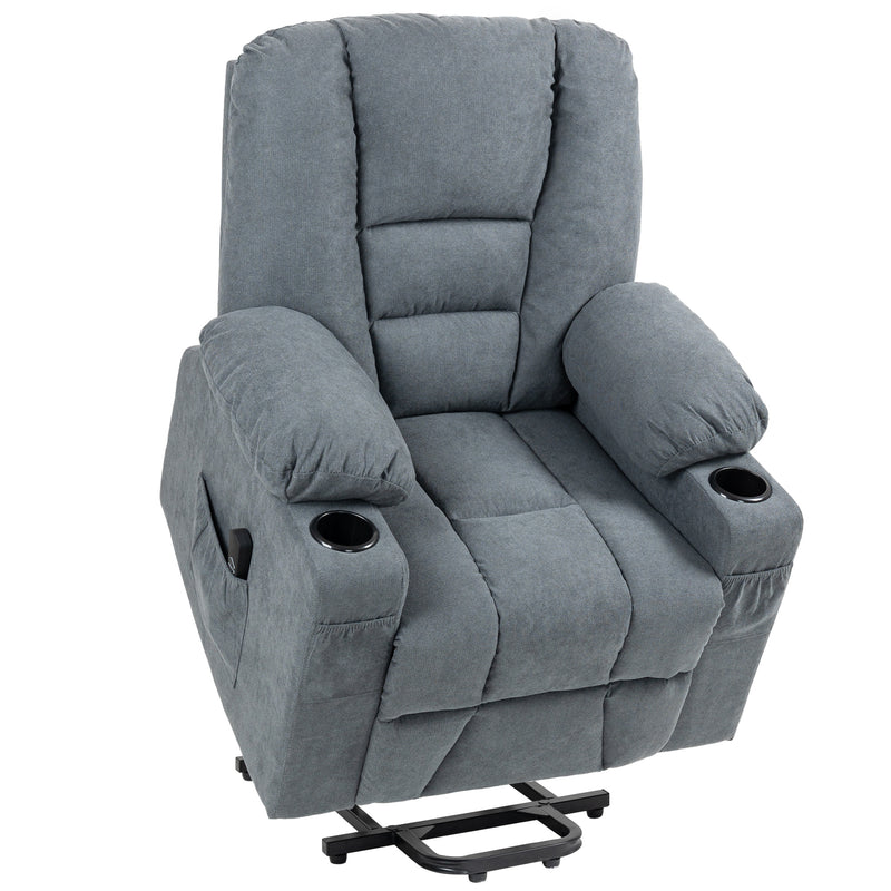 Oversized Riser Recliner Lift Chair With Remote and Cup Holder For Elderly, Grey
