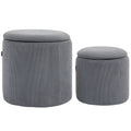Set of Two Grey Corduroy Storage Ottomans with Padded Seats by HOMCOM