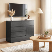 Sideboard with Five Drawers and Cabinet for Organised Home Storage Black AOSOM