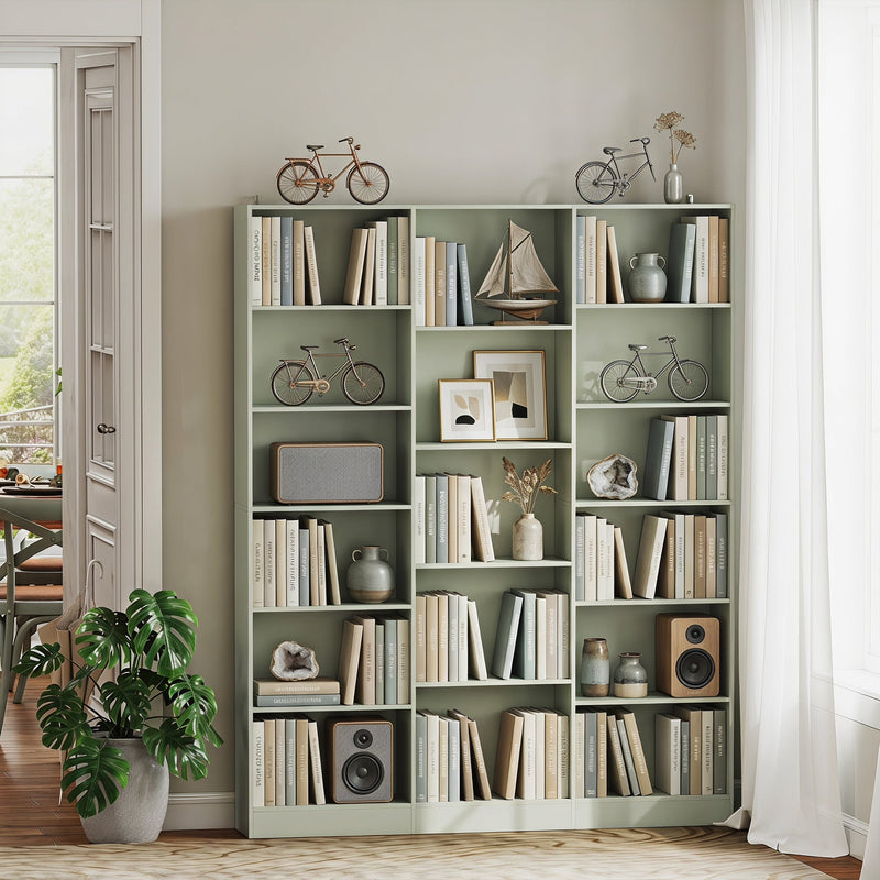 Slim Bookcase with Adjustable Shelves for Small Spaces and Hallways in Light Green by Homcom