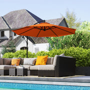 Orange 3m Overhanging Garden Parasol with Base for Outdoor Shade by Outsunny