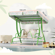 Kids 2 Seater Garden Swing Chair with Adjustable Canopy and Safety Belt in Green by AIYAPLAY