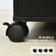 5 Drawer Mobile Filing Cabinet With Wheels For Home Office Organisation Black