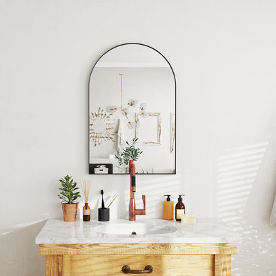 Black Arched Wall Mirror 60 x 90cm for Home and Bedroom by HOMCOM