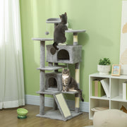 Light Grey 138cm Multi Level Cat Tree With Condos Scratching Posts And Hanging Toys