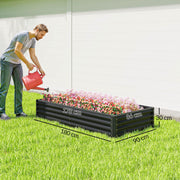 Raised Garden Bed 180 x 90cm Metal Planter Box Ideal for Vegetables and Herbs Grey AOSOM
