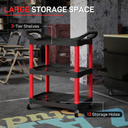 3 Tier Rolling Tool Cart With Wheels And Handles For Garage Or Workshop Use