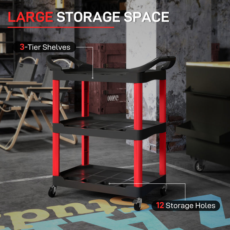 3 Tier Rolling Tool Cart With Wheels And Handles For Garage Or Workshop Use
