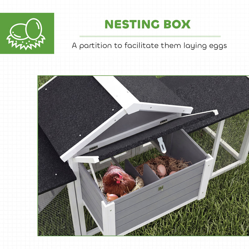 Wooden Chicken Coop with Secure Run and Easy Clean Tray for Small Gardens Grey PawHut