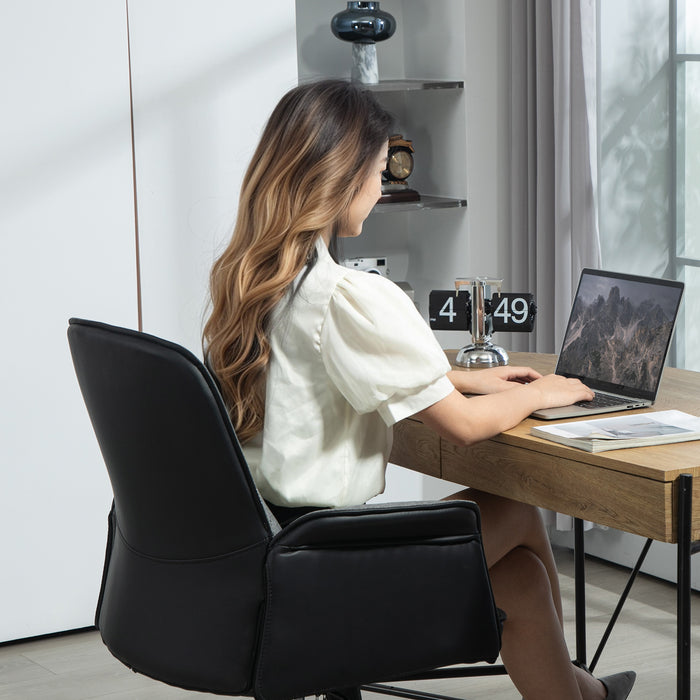 Grey Linen and Faux Leather Executive Swive Office Chair with Padded Seat by HOMCOM