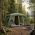 Family Camping Tent with Removable Divider for Private Sleeping & Living Areas Green