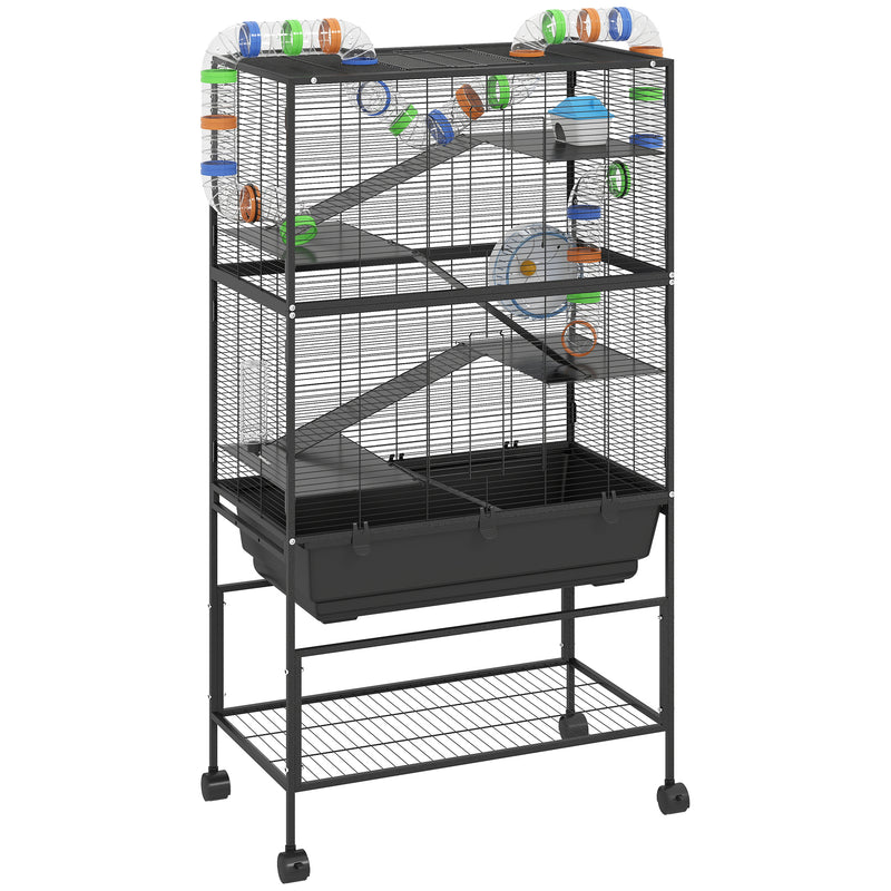 5 Tier Large Hamster Cage with Deep Tray and Storage Shelf for Rats and Gerbils by PawHut