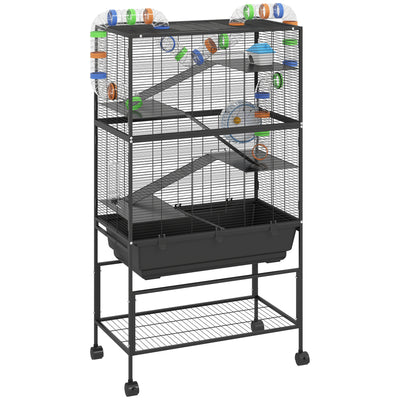 5 Tier Large Hamster Cage with Deep Tray and Storage Shelf for Rats and Gerbils by PawHut
