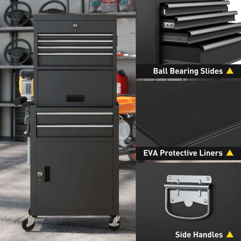 Three Tier Steel Tool Chest with Locking Drawers for Garage or Workshop Use Black