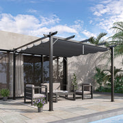 Grey 3x3m Aluminium Gazebo with Retractable Roof for Garden by Outsunny