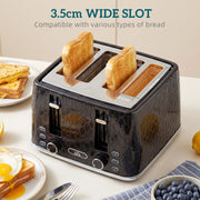 4 Slice Toaster and 17L Rapid Boil Kettle Set With Strix Control For Kitchen Use Black AOSOM
