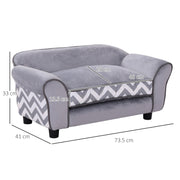 Small Dog Sofa Bed with Soft Cushion and Washable Cover for Indoor Lounging Grey