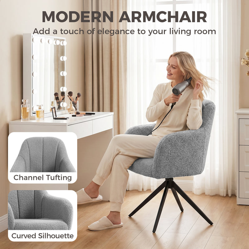 Swivel Accent Chair with Soft Padded Seat for Relaxing in Living Room Grey