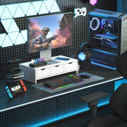 White Monitor Stand Riser with 3 Drawers for PC Laptop and Small Printer by HOMCOM