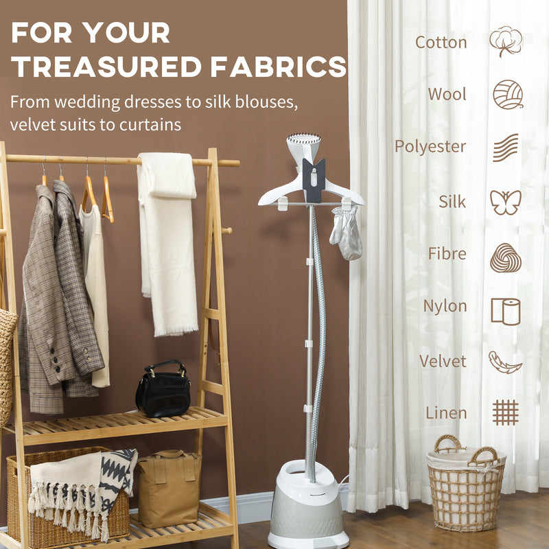 1800W Standing Clothes Steamer with Accessories Grey by HOMCOM