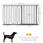 Extra Wide Dog Safety Gate with Walk Through Door for Stairs and Hallways Black
