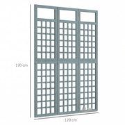 Grey Wooden Folding Garden Privacy Screen with Trellis for Outdoor Spaces Outsunny
