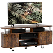 Rustic Brown TV Unit Cabinet for TVs up to 55 Inches with Storage Shelves and Cupboard by HOMCOM