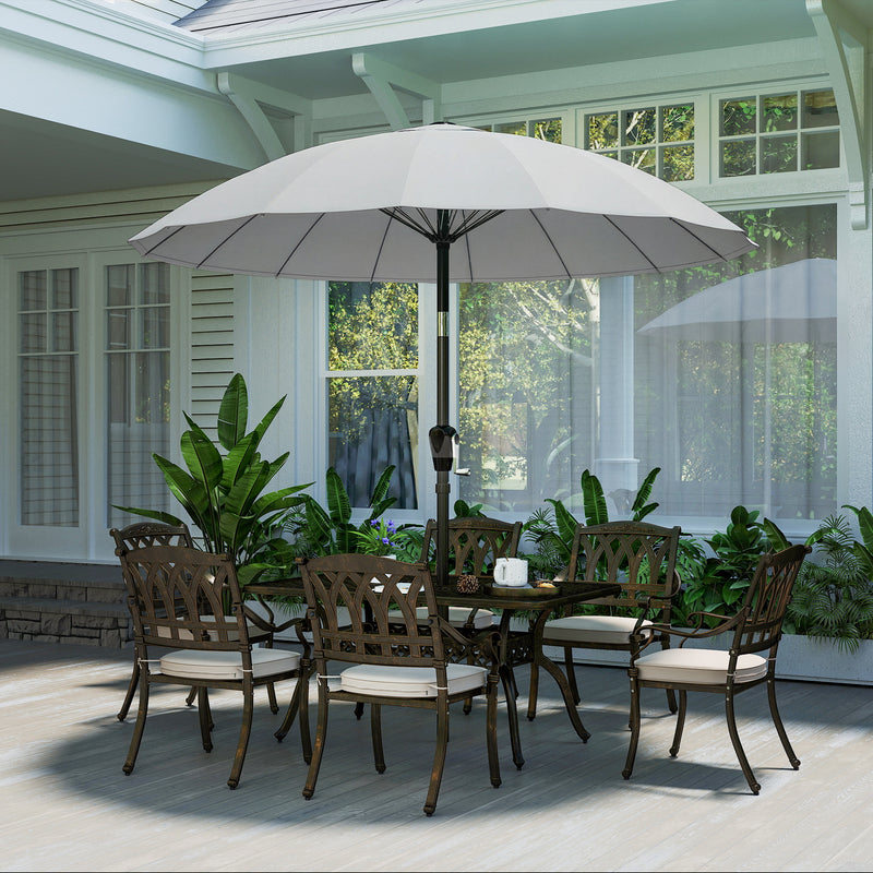 Garden Parasol Umbrella with Adjustable Tilt for Sun Protection and Cooling Shade Light Grey Outsunny
