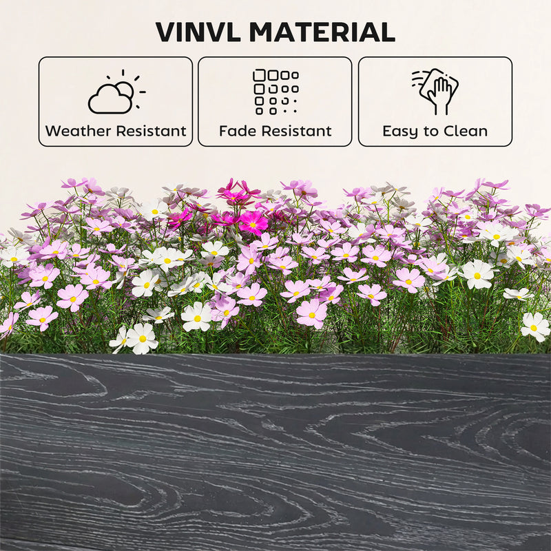 Raised Garden Bed for Easy Vegetable and Flower Growing with Open Bottom Drainage, Dark Grey Outsunny