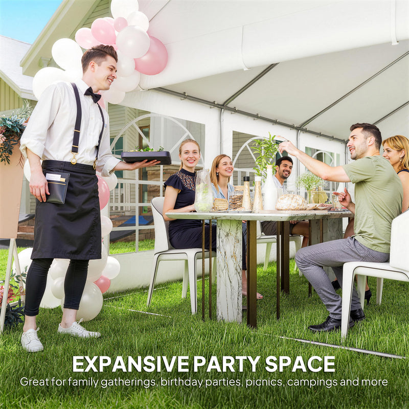 6x4m Marquee Party Tent for Outdoor Gatherings with Large Windows and Weather Protection White Outsunny