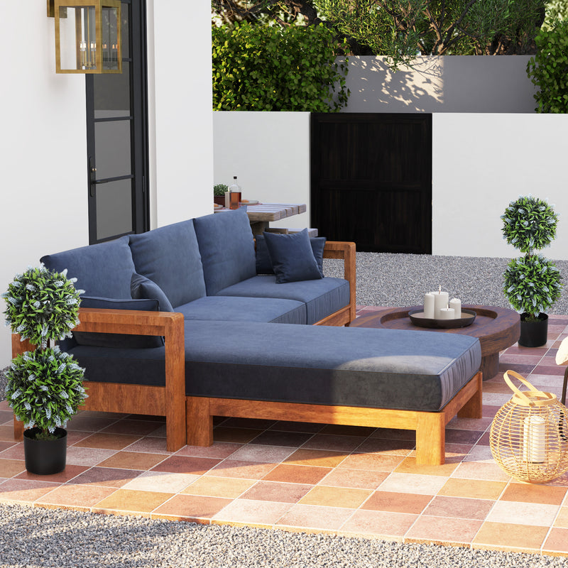 Set of 2 Artificial Ball Trees with Blue Lavender Flowers in Pots 70cm by HOMCOM