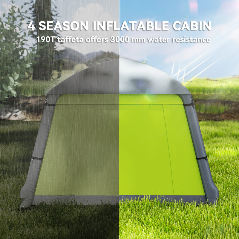 Inflatable 2 Person Camping Tent Quick Setup Waterproof Shelter With Mesh Windows Green