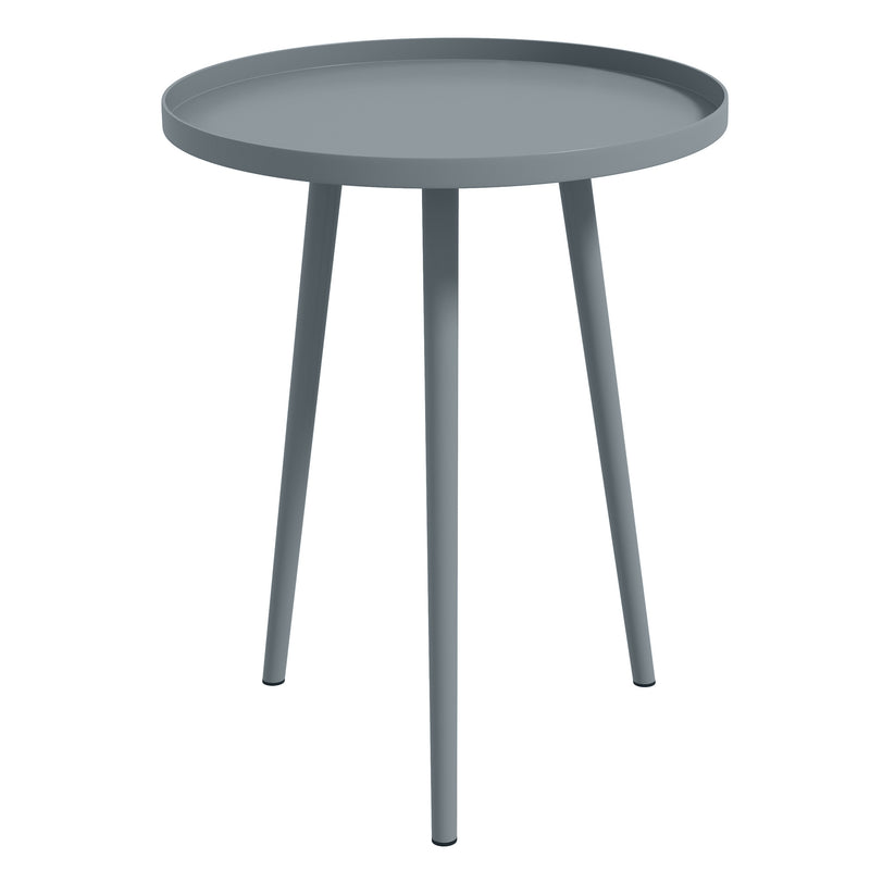 Outsunny Round Garden Coffee Table, Outdoor Side Table with Rounded Steel Edge, Ø40 x 50H cm, Grey AOSOM