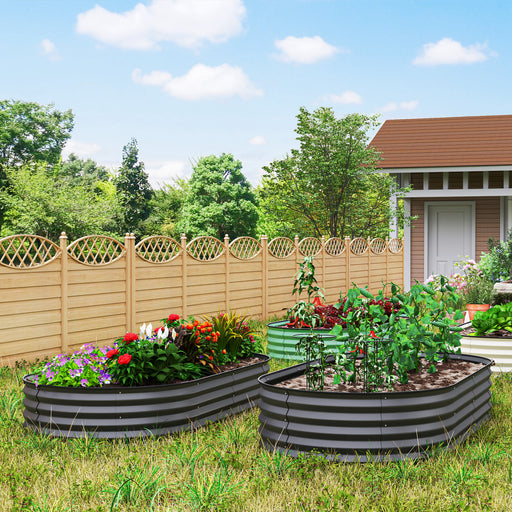 Set of Two Dark Grey Steel Garden Planters 181 x 93cm by Outsunny