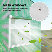 Garden Greenhouse for Year Round Plant Protection with Roll Up Door and Mesh Windows Green Outsunny