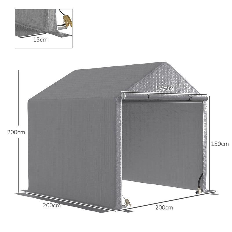Grey 2 x 2m Garden Storage Tent Waterproof Fabric Shelter by Outsunny