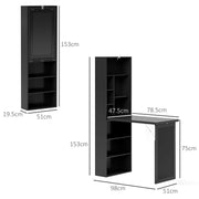 Black Three Part Work Desk with Storage and Chalkboard by HOMCOM