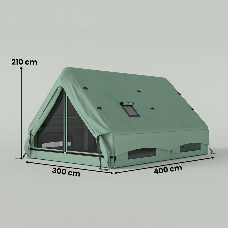 Large Waterproof Inflatable Camping Tent 8-10 Person, 10000mm With Skylights & Floor, Green