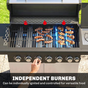 6 Burner Gas BBQ Grill With Side Burner for Easy Outdoor Cooking and Entertaining in the Garden Silver Tone Outsunny
