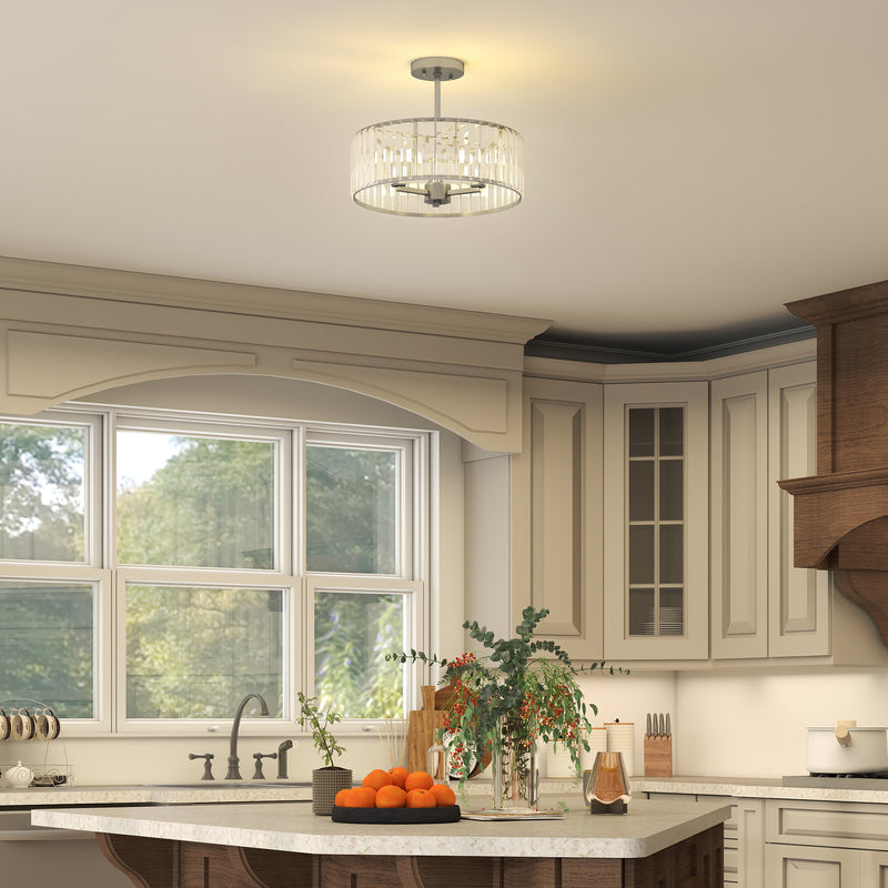 Crystal Ceiling Light for Sparkling Living Room or Hallway Illumination Silver Tone Homcom