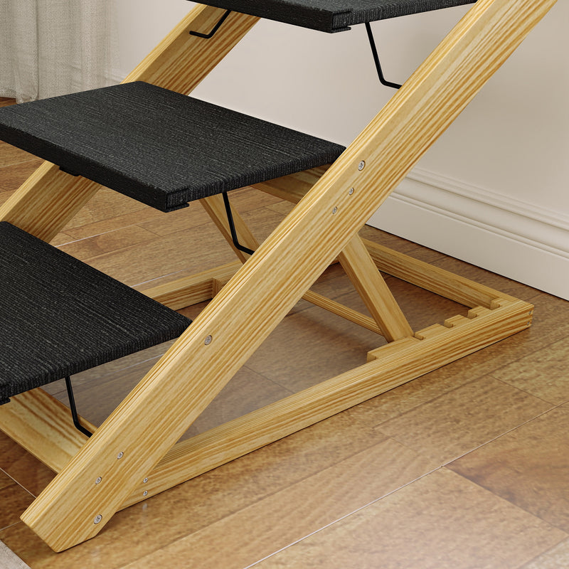 Adjustable 4 Step Dog Ramp For Large Dogs With Non Slip Folding Design For Bed Or Sofa Grey AOSOM