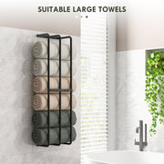 Wall Mounted Metal Towel Rack With Six Rails For Bathroom Storage, Black AOSOM