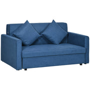 2 Seater Sofa Bed with Hidden Storage and Cushions Ideal for Guest Room Use Deep Blue