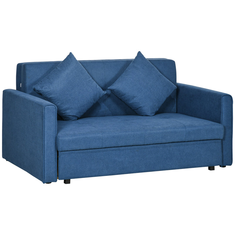 2 Seater Sofa Bed with Hidden Storage and Cushions Ideal for Guest Room Use Deep Blue