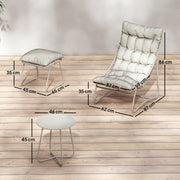 Garden Chair Set with Footstool and Side Table for Relaxing Outdoors Beige and Light Grey Outsunny