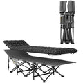 Folding Camping Bed with Thick Mattress and Head Support for Comfortable Outdoor Sleep Black